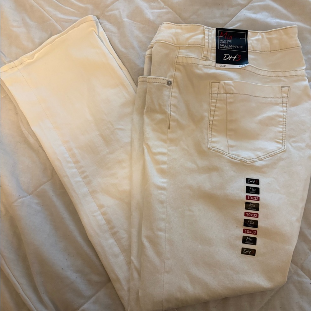 MIA Cream Straight Leg Jeans Classic Design